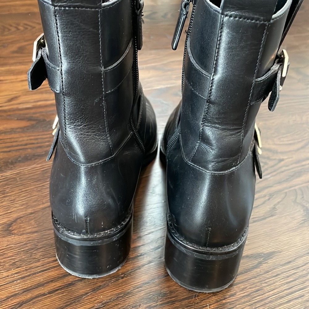 Cole Haan moto booties with gold “C” buckles. - Picture 4 of 5
